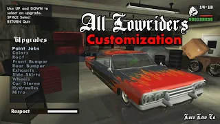 Fully Upgrading & Customizing ALL Lowriders (GTA San Andreas)