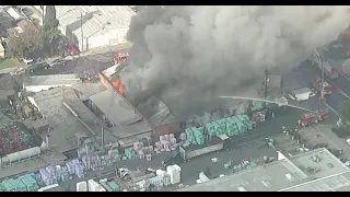 Firefighters battling massive commercial fire in Lynwood