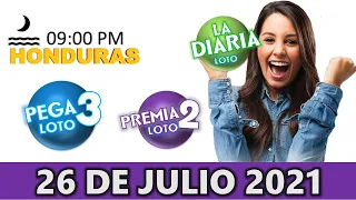 Sorteo 09 PM Loto Honduras, La Diaria, Pega 3, Premia 2, Lunes 26 de julio 2021 |✅🥇🔥💰