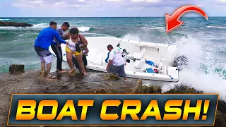 WARNING: BOAT CRASHES INTO JETTY AT BOCA INLET !! | HAULOVER INLET | WAVY BOATS