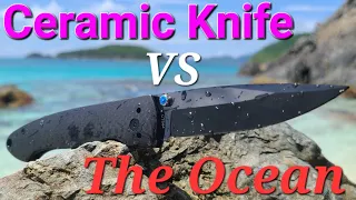 Colt Ceramic Blade Carbon Fiber Knife Abuse Tested! Salt water ice chipping prying poking prodding