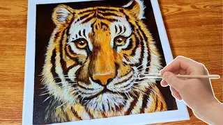 How to Draw a Tiger Head I Advanced Acrylic Painting Tutorial