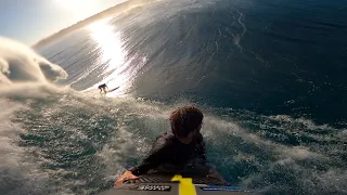 POV RAW CLIPS PADDLING OUT TO JAWS AND GETTING DESTROYED