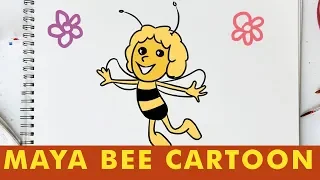 Maya Bee Cartoon Drawing for Kids | How to draw