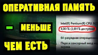 Доступна не вся оперативная память(ОЗУ) на Windows. Что делать?