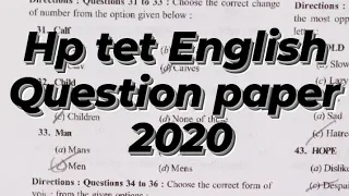 HP TET previous year questions paper solve English section 2020 HP TET/D.El.EdTET/2022-23