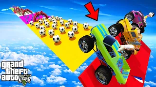 FRANKLIN TRIED IMPOSSIBLE MONSTER TRUCK MEGARAMP JUMP PARKOUR CHALLENGE GTA | SHINCHAN and CHOP