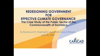 CARICAD Webinar: Alignment of Public Sector Organisations to Climate Governance Imperatives