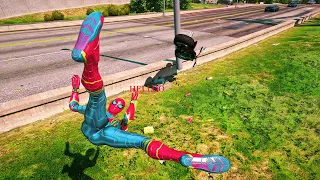 GTA 4 Spiderman Motorcycle Fails/Ragdolls Crash Real Car (Euphoria Physics, Crashes, Funny Moments)