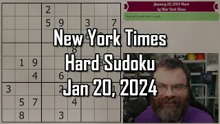 NYT Hard Sudoku Walkthrough | January 20, 2024