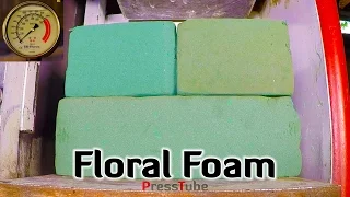 Crushing 4 Floral Foam Blocks with Hydraulic Press