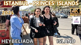 TRIP TO PRINCES' ISLANDS IN ISTANBUL | LET'S WALKING TOGETHER IN HEYBELIADA | APRIL 2024 | 4K UHD