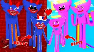 Monster School : Devil Huggy Wuggy and Angel Baby Kissy Missy - Love Story - Minecraft Animation