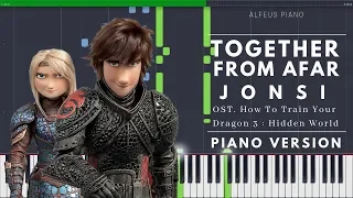 TOGETHER FROM AFAR - Jonsi (Ost. How To Train Your Dragon 3) | Piano Version TUTORIAL (Synthesia)