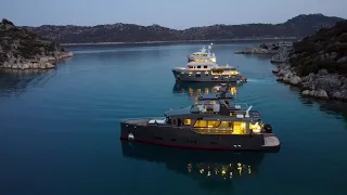 Three of steel expedition and explorer Bering Yachts in one beautiful location!