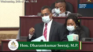 Budget 2021 debate presentation by PPP/C Member of Parliament, Dharamkumar Seeraj February 24th 2021