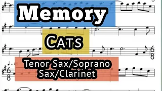 Memory in A I Tenor Sax Soprano Clarinet Sheet Music Backing Track Play Along Partitura I Cats