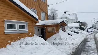 Bergen Norway under 30 cm Snow | Walking Tour | City Closed Down#norway #bergen #snow#travelvlog#4K