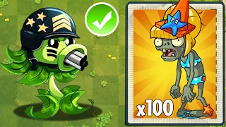 All OLD Plant Max Level POWER UP Vs Team 100 Bikini Conehead Zombie - PvZ 2 Minigame