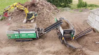 Shredding Green Waste | Komatsu 210 & Cat 966M & Komptech Crambo 5200 & Komptech Multistar