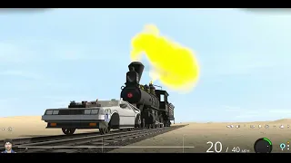 TRAINZ RAILROAD SIMULATOR - SIERRA RAILROAD YELLOW SMOKE VS DELOREAN CAR BACK TO THE FUTURE!