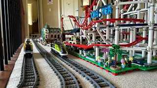 POV LEGO Train Ride on Massive New Layout! - Crashes at the End