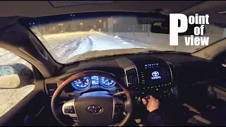 Toyota Land Cruiser V8 4.5 night POV drive in snowstorm [4K]