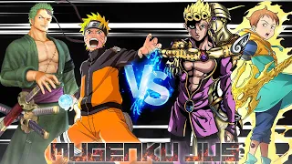 Naruto OP & Zoro V3 vs Giorno GER & King ANIME MUGEN JUS Team Fight 2 vs 2