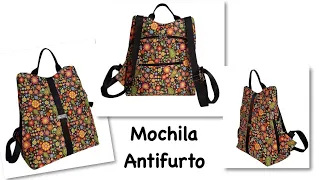 Como Fazer Mochila Antifurto 1.0 Fácil com Molde Grátis - por @tucaensina