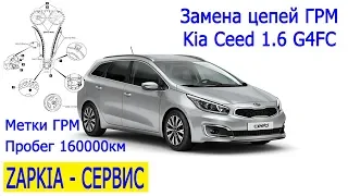 Замена цепей ГРМ Kia Ceed 1.6 G4FC метки