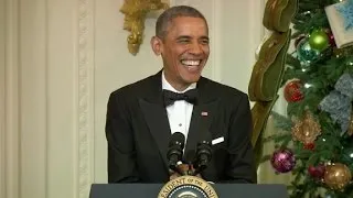 Watch Obama crack himself up