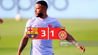 Memphis Depay Debut Goal Barcelona vs Girona 3-1 Highlights & Goals 24/07/2021 HD