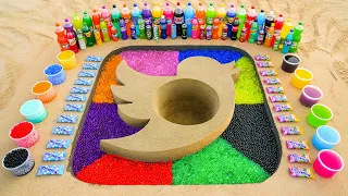 How to make Twitter logo from Cement & Rainbow Orbeez, Fanta, Diet Coke, Mtn Dew vs Mentos & Sodas