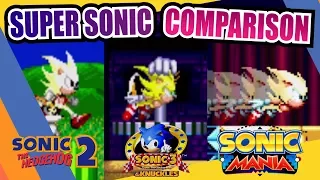 Sonic Mania, Sonic 2 and Sonic 3 (Super Sonic) Side by Side Comparison