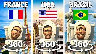 Skibidi Toilet but in Different Countries | 360º VR | USA, BRAZIL, FRANCE