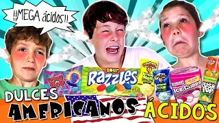 ¡¡Probamos dulces AMERICANOS super ÁCIDOS!! 🍬💥 RETO caramelos ÁCIDOS😱 War HEADS, SOUR Razzles..🔥