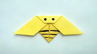 Пчела. Оригами без клея и ножниц. Простые поделки из бумаги для начинающих.