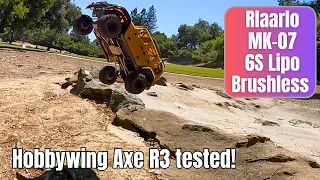 Rlaarlo MK07 1/7 crawler tested with 6s brushless Hobbywing Axe R3 Power!