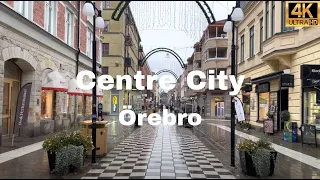 Örebro, Sweden 🇸🇪 | City Centre Walk on Rainy Day | City Walking Tour | 4K HDR