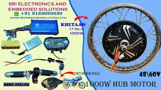 Petrol to Electric Scotter conversion kit- 48/60v 1000w 17 inch- Hub Motor kit- Full Demo - English