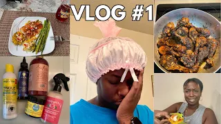 Vlog #1 |  First Time Vlogging,  UGLIEST Hair Bonnet,  New Hair Products & Yummy Food