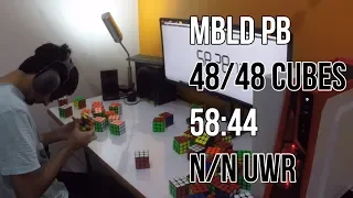 [Over WR] MBLD PB 48/48 Cubes in 58:44! (35:11)