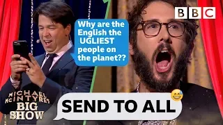 Josh Groban CRINGING with embarassment 😳😂 as Michael steals his phone to TRASH the UK - Send To All