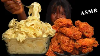 ASMR CHICKEN WINGS  & ALFREDO CREAMY PASTA MUKBANG (Talking) Sticky Eating Sounds| Vikky ASMR