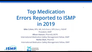 Top Medication Errors Reported to ISMP in 2019