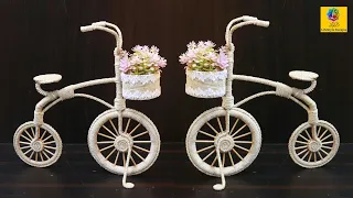 DIY Bicycle Flower Vase | Handmade Cycle with Flower Basket | Home Decorating Ideas Handmade DIY