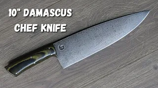 Making a 228-layer wave pattern damascus 10” chef knife (FULL KNIFE BUILD)