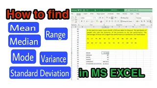 How to find Mean, Median, Mode, Range, Variance, Standard Deviation using MS EXCEL | Tutor Mej