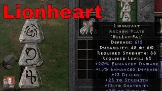 Diablo II Resurrected Rune Words - Lionheart (Hel Lum Fal)