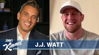 Guest Host Sebastian Maniscalco Interviews J.J. Watt – Playing Football Against His Brothers